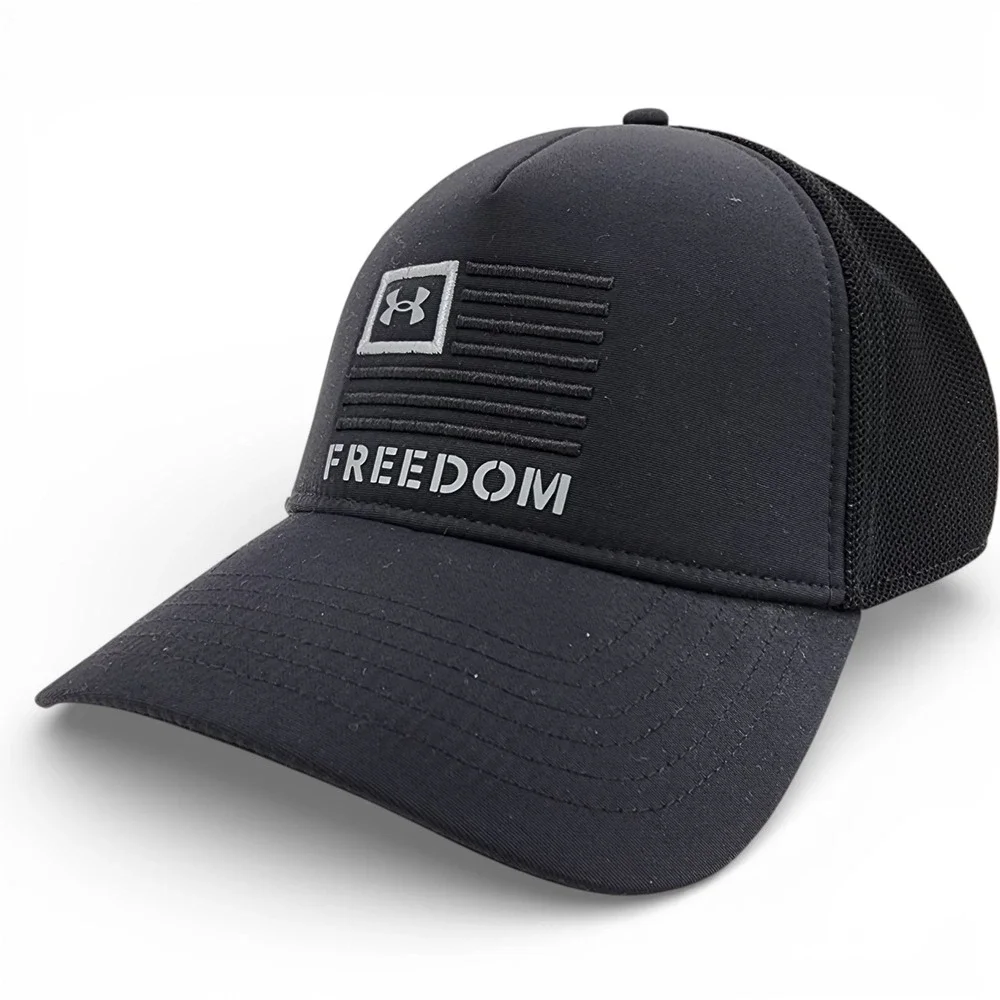 Under Armour UA Freedom Trucker Hat Adjustable Snapback Cap Black Mesh Back NEW